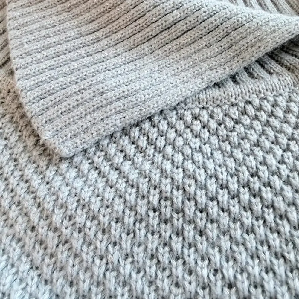 Baby Blue metallic OSFA cowl neck poncho sweater